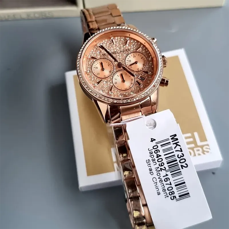 Michael Kors Ritz Rose-Gold Dial Ladies Watch- MK7302